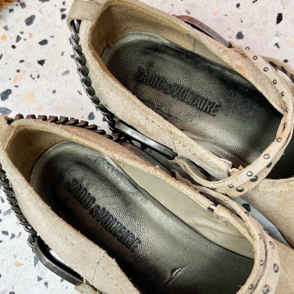 Zadig & Voltaire Parke Suede Leather Chain Pointed Studded Women’s Booties Sz 8 - Picture 4 of 15